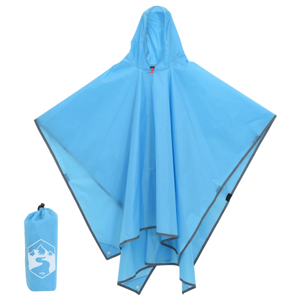 Vidaxl rain poncho with hood 2-in-1 design 223x145 cm blue