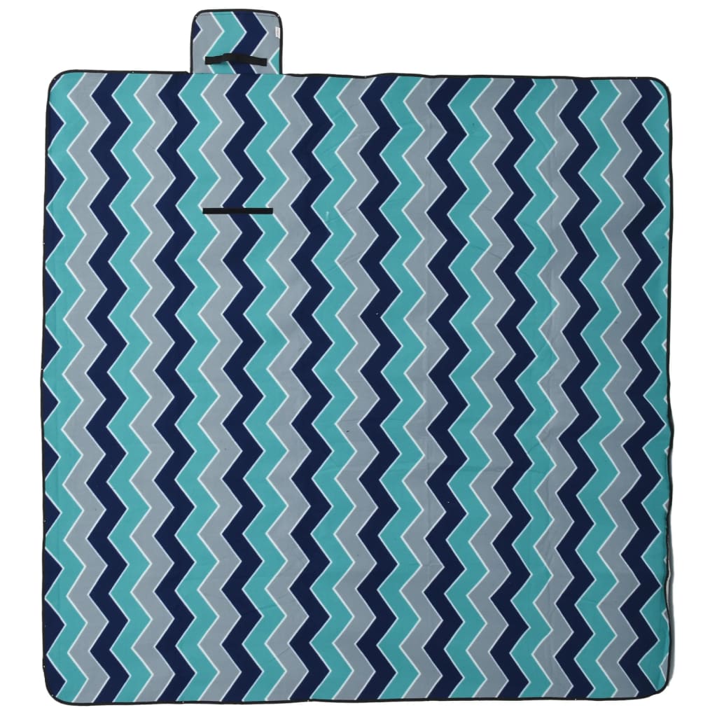 Vidaxl Picnic Rapnic Waves pliable 200x200 cm Bleu en velours