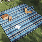 Vidaxl Picknic Rug flappbar striped 200x200 cm velvet blo wäiss