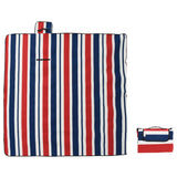 Vidaxl Picnic Rug Folding Stripes 200x200 cm Velvet Blue Red