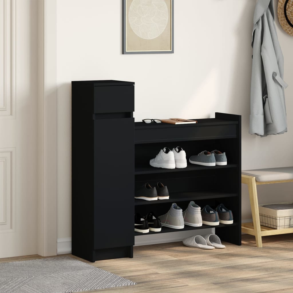 VidaXL shoe cabinet 100.5x28x100 cm Properted Wood Black