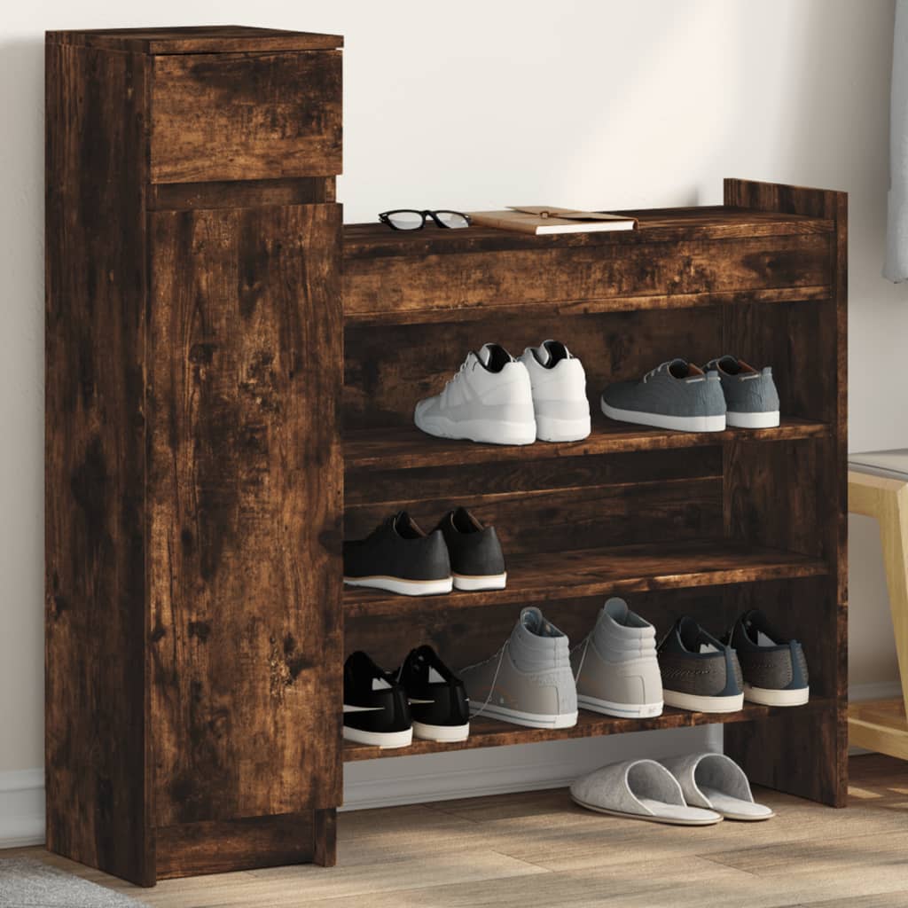 VidaXL shoe cabinet 100.5x28x100 cm Properted wood Smoked oak colored