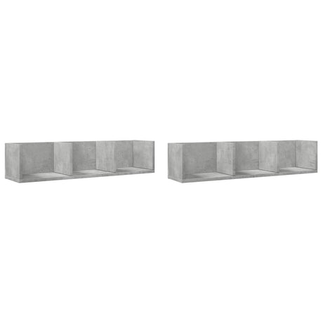 Vidaxl wandkasten 2 st 75x18x16,5 cm bewerkt hout betongrijs