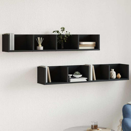 Vidaxl wandkasten 2 st 99x18x16,5 cm bewerkt hout zwart
