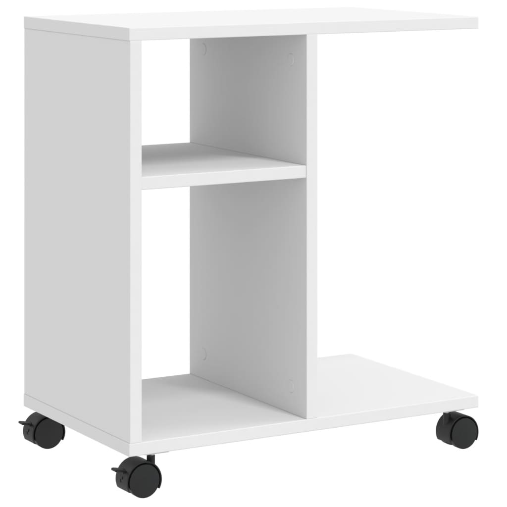 Vidaxl bijzettafel met wieltjes 50x30x55 bewerkt hout wit