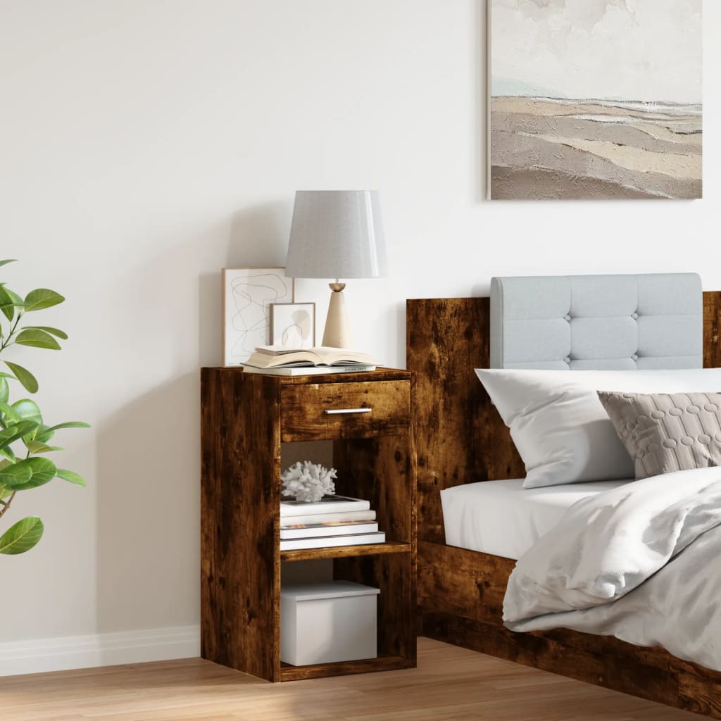 Vidaxl nachtkastje 35x34x65 cm bewerkt hout gerookt eikenkleurig