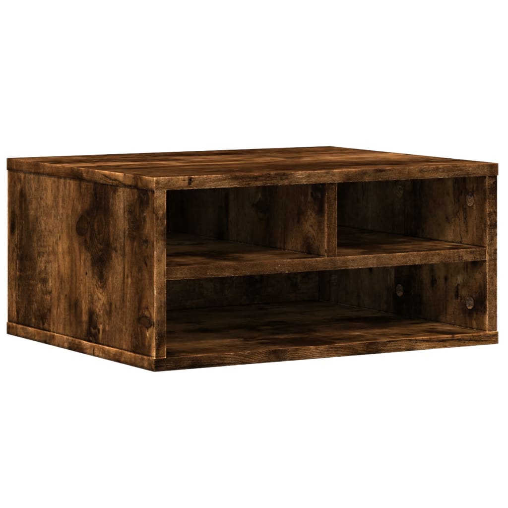 Caja de impresora Vidaxl 49x40x22.5 cm de madera de madera de propiedad ahumada coloreada