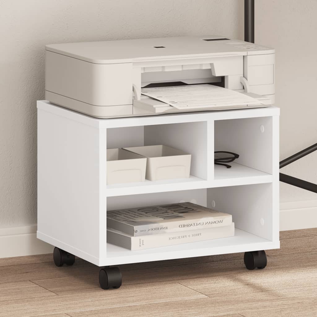 Vidaxl printerkastje met wielen 41x32x34,5 cm wit