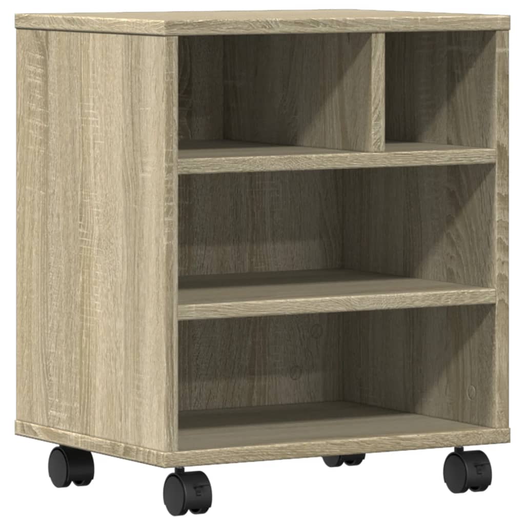 Vidaxl printerkastje met wielen 41x32x48 cm sonoma eikenkleurig