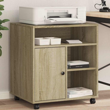 Vidaxl printerkastje met wielen 60x50x67 cm sonoma eikenkleurig