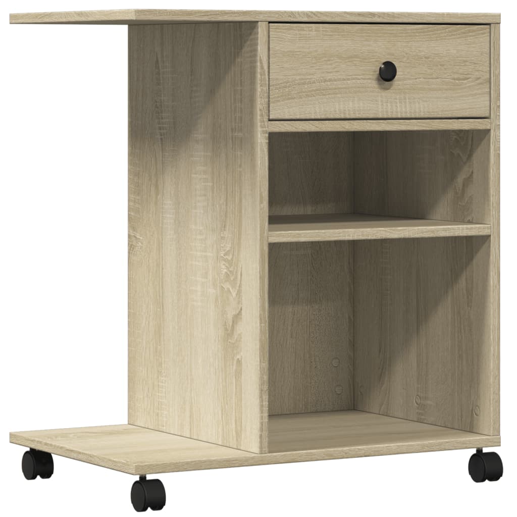 Vidaxl Dréckerkëscht mat Rieder 60x40xx68.5 cm Sonoma Oak -Colored