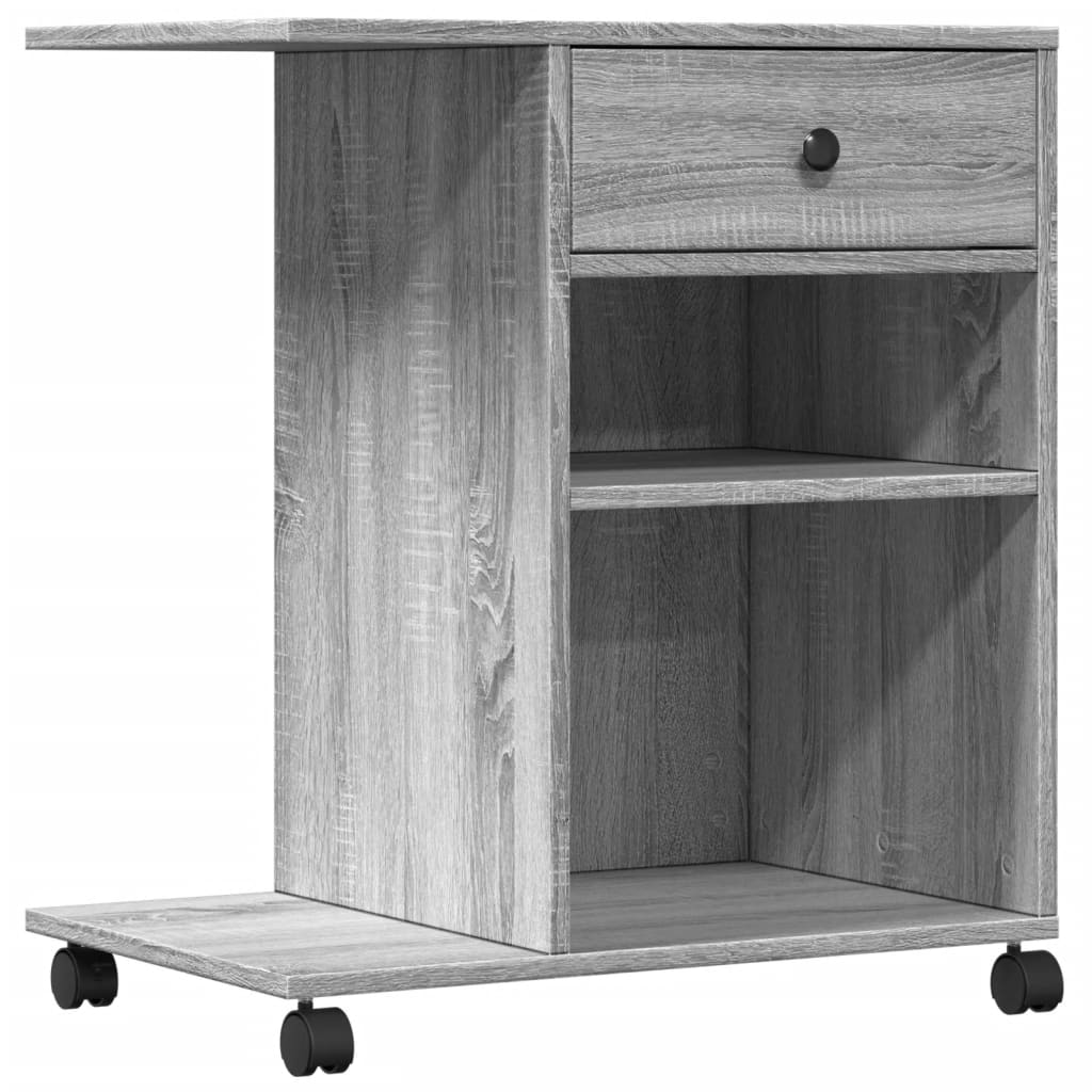 Boîte d'imprimante Vidaxl avec roues 60x40x68,5 cm Gray Sonoma Oak Couleur