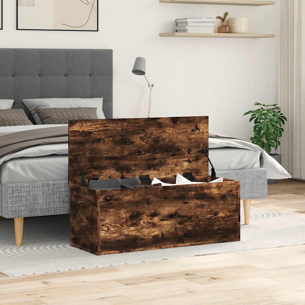 Vidaxl opbergbox 90x35x35 cm bewerkt hout gerookt eikenkleurig