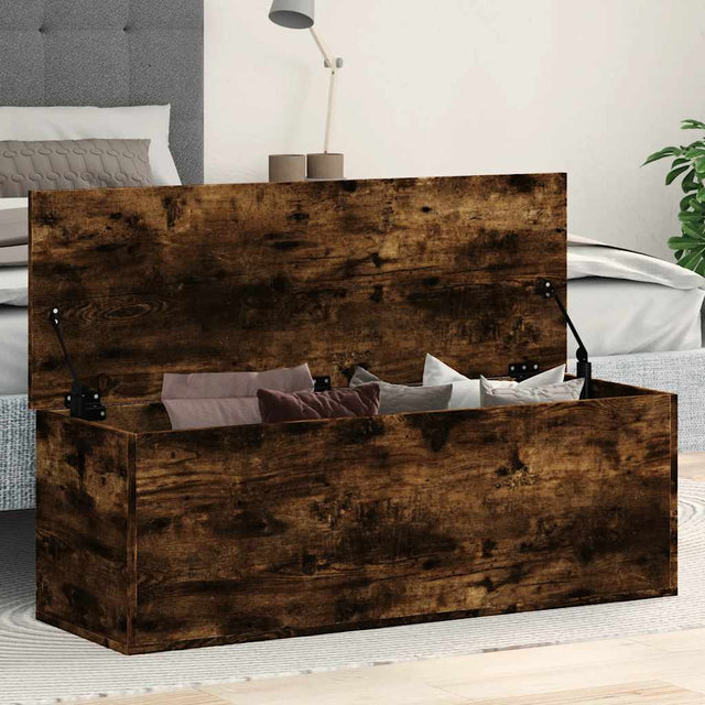 Vidaxl opbergbox 102x35x35 cm bewerkt hout gerookt eikenkleurig