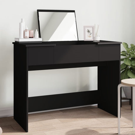 Vidaxl kaptafel met spiegel 100x45x76 cm zwart