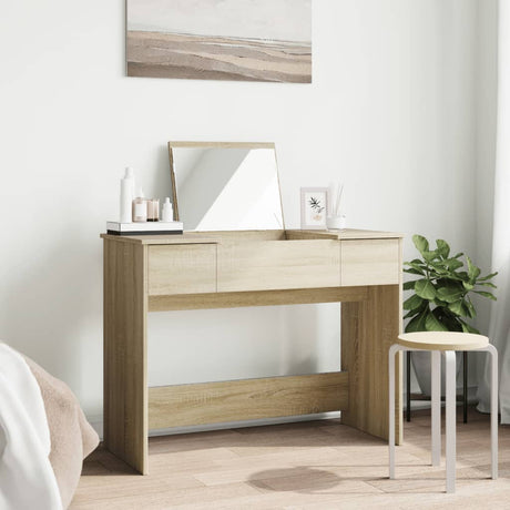 Vidaxl kaptafel met spiegel 100x45x76 cm sonoma eikenkleurig