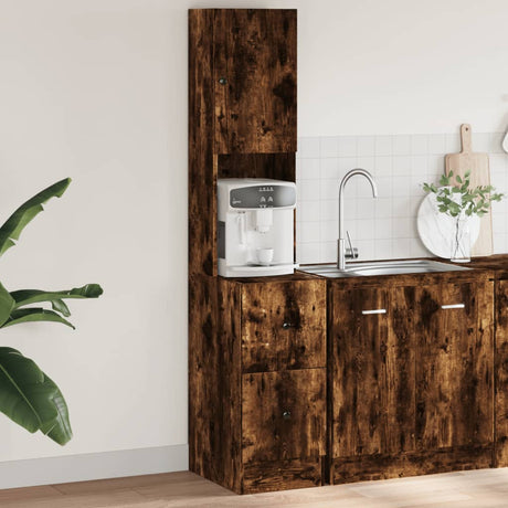 Vidaxl keukenkast 35x50x180 cm bewerkt hout gerookt eikenkleurig