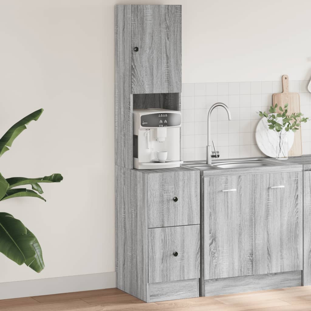 Vidaxl keukenkast 35x50x180 cm bewerkt hout grijs sonoma eiken