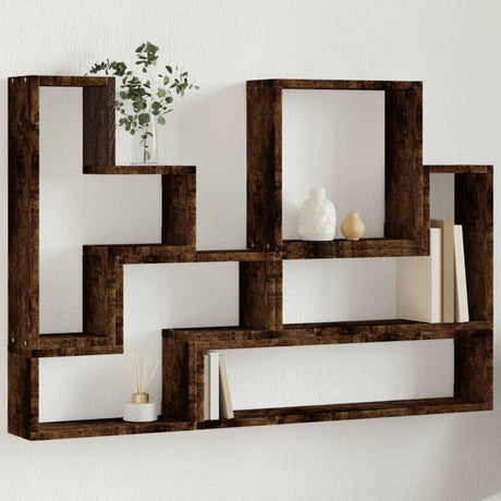 Vidaxl wandschap 96x12x64 cm bewerkt hout gerookt eikenkleurig