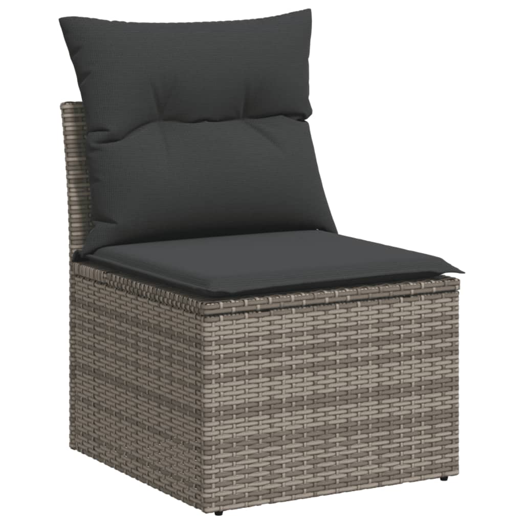 Vidaxl 3-delige loungeset met kussens poly rattan grijs