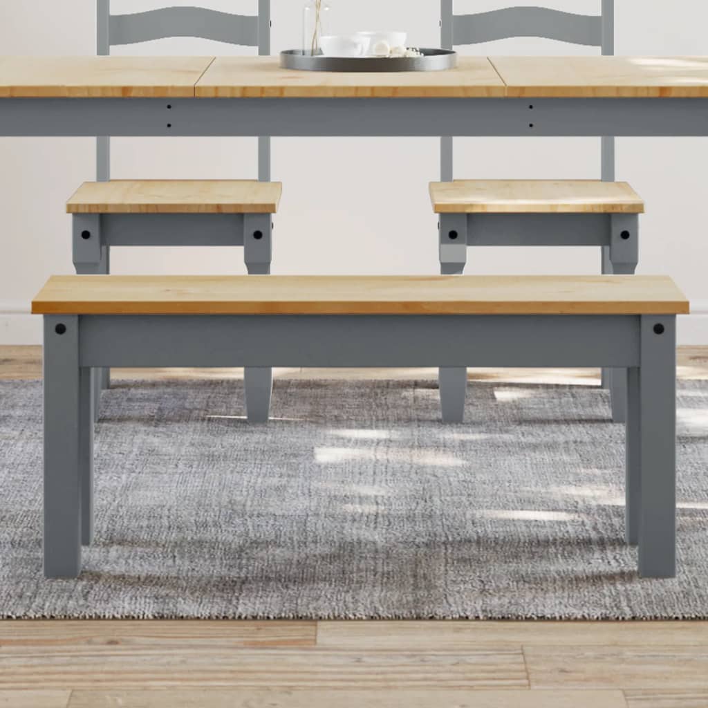 Vidaxl eetkamerbank panama 105x30x45 cm massief grenenhout grijs