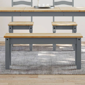 Vidaxl eetkamerbank panama 105x30x45 cm massief grenenhout grijs