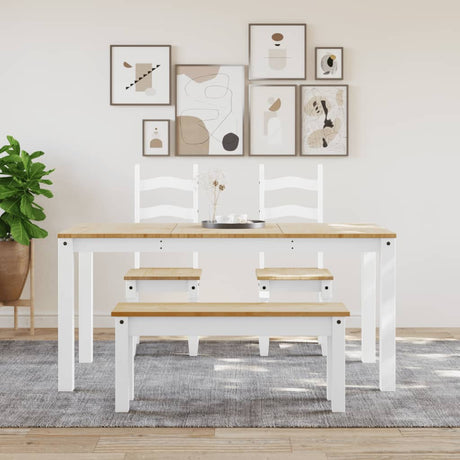 Vidaxl eetkamerbank panama 105x30x45 cm massief grenenhout wit