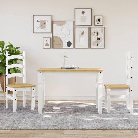 Vidaxl eettafel corona 112x60x75 cm massief grenenhout wit