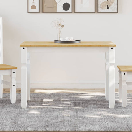 Vidaxl eettafel corona 112x60x75 cm massief grenenhout wit