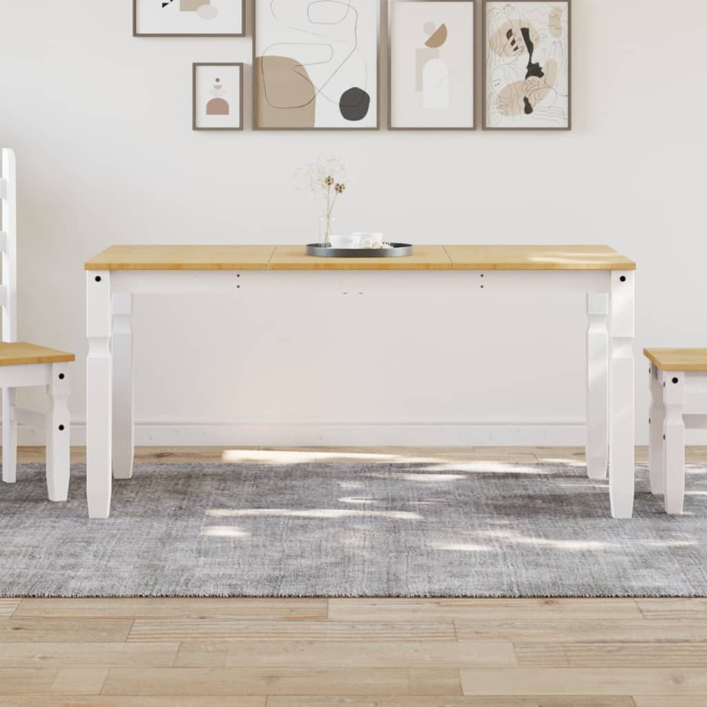 Vidaxl eettafel corona 160x80x75 cm massief grenenhout wit