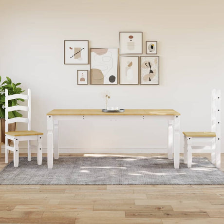 Vidaxl eettafel corona 180x90x75 cm massief grenenhout wit