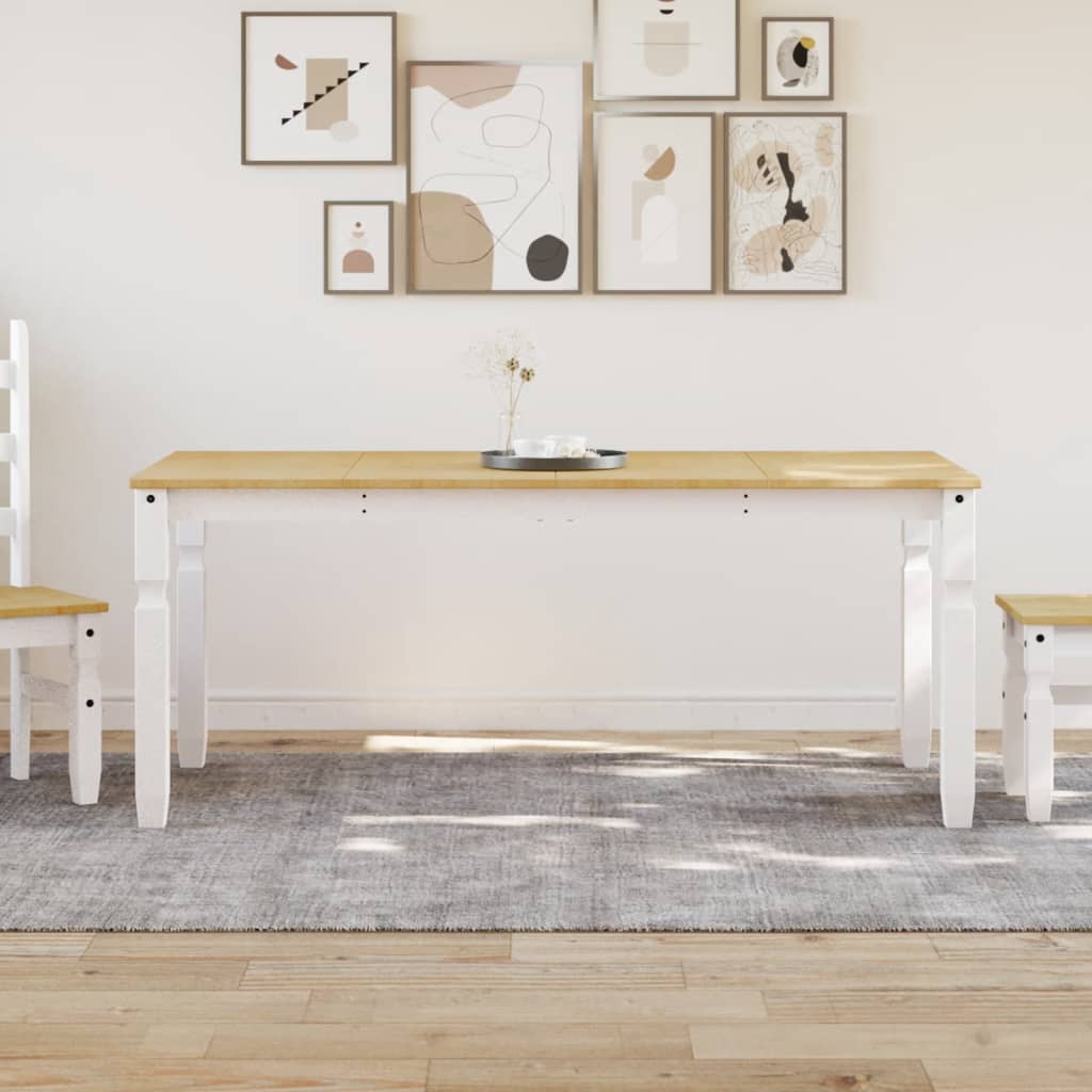 Vidaxl eettafel corona 180x90x75 cm massief grenenhout wit