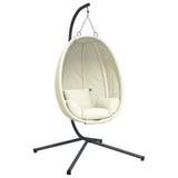 Vidaxl hangstoel met standaard stof en staal beige