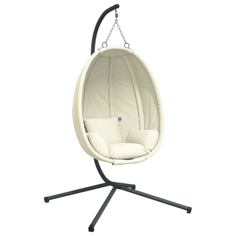 Vidaxl hangstoel met standaard stof en staal beige