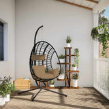 Vidaxl hangstoel met standaard rattan en staal taupe