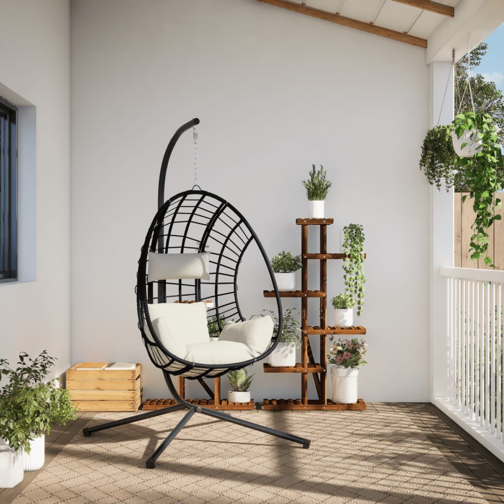 Vidaxl hangstoel met standaard rattan en staal beige