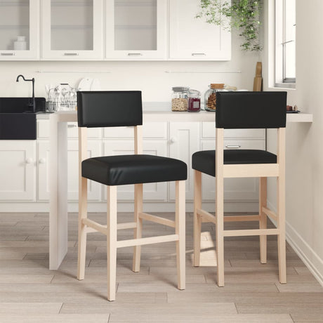 Vidaxl barstoelen 2 st massief rubberhout en kunstleer