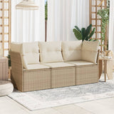 Vidaxl 3-delige loungeset met kussens poly rattan beige