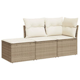 Vidaxl 3-delige loungeset met kussens poly rattan beige