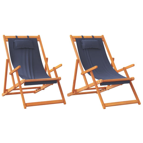 Vidaxl opklapbare stoelen, 2 stuks, blauwe stof