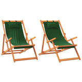 Vidaxl opklapbare stoelen, 2 stuks, groene stof