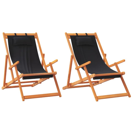 Vidaxl opklapbare stoelen, 2 stuks, zwarte stof