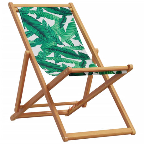 Vidaxl opklapbare stoelen, 2 stuks, stof met bladmotief en massief hout.