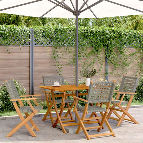Vidaxl opklapbare stoelen, 4 stuks, grijs, van polyrotan en massief hout.