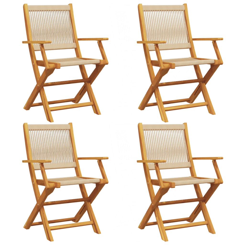 Vidaxl opklapbare stoelen, 4 stuks, beige, massief acaciahout