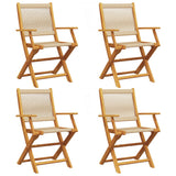 Vidaxl opklapbare stoelen, 4 stuks, beige, massief acaciahout
