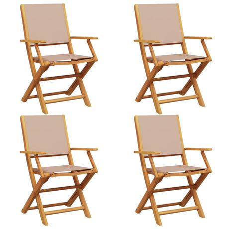 Vidaxl klapstoelen set van 4, taupekleurige stof en massief hout.