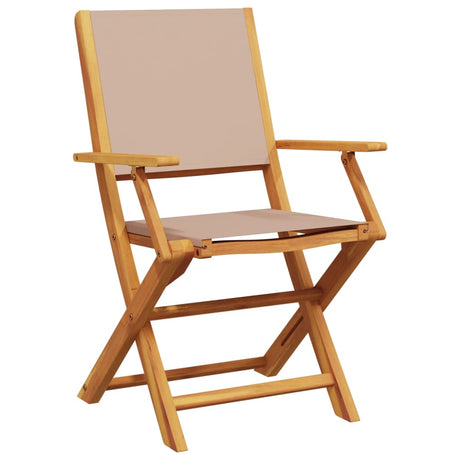 Vidaxl klapstoelen set van 4, taupekleurige stof en massief hout.