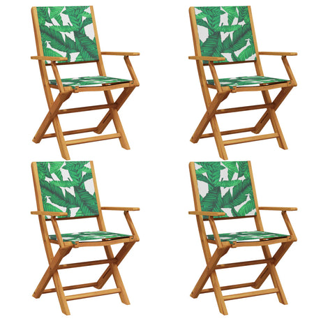 Vidaxl klapstoelen, 4 stuks, groene stof en massief hout