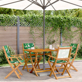Vidaxl klapstoelen, 4 stuks, groene stof en massief hout